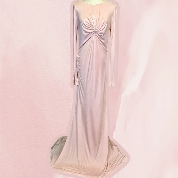 NWT Donna Karan New York ‘Lush Life’ Knit Twist-Front Long-Sleeve Evening Gown - Picture 1 of 15